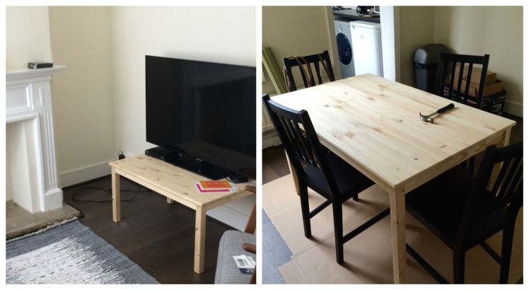 The befores. As you can see, our coffee table acted as a tv stand for awhile.