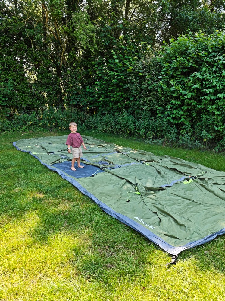 Setting up a tent